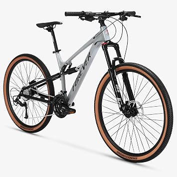 27.5" Full Suspension MTB 30 Speed Aluminum Frame Mountain Bike with Hydraulic Disc Brake Light Trail XC Entry Cross Bike Full Suspension Bicycle