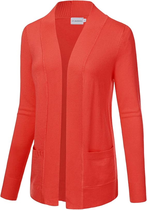 Casual Open Front Knit Cardigan Long Sleeve with Side Pockets Basic Sweater Jackets for Womens with Plus Size