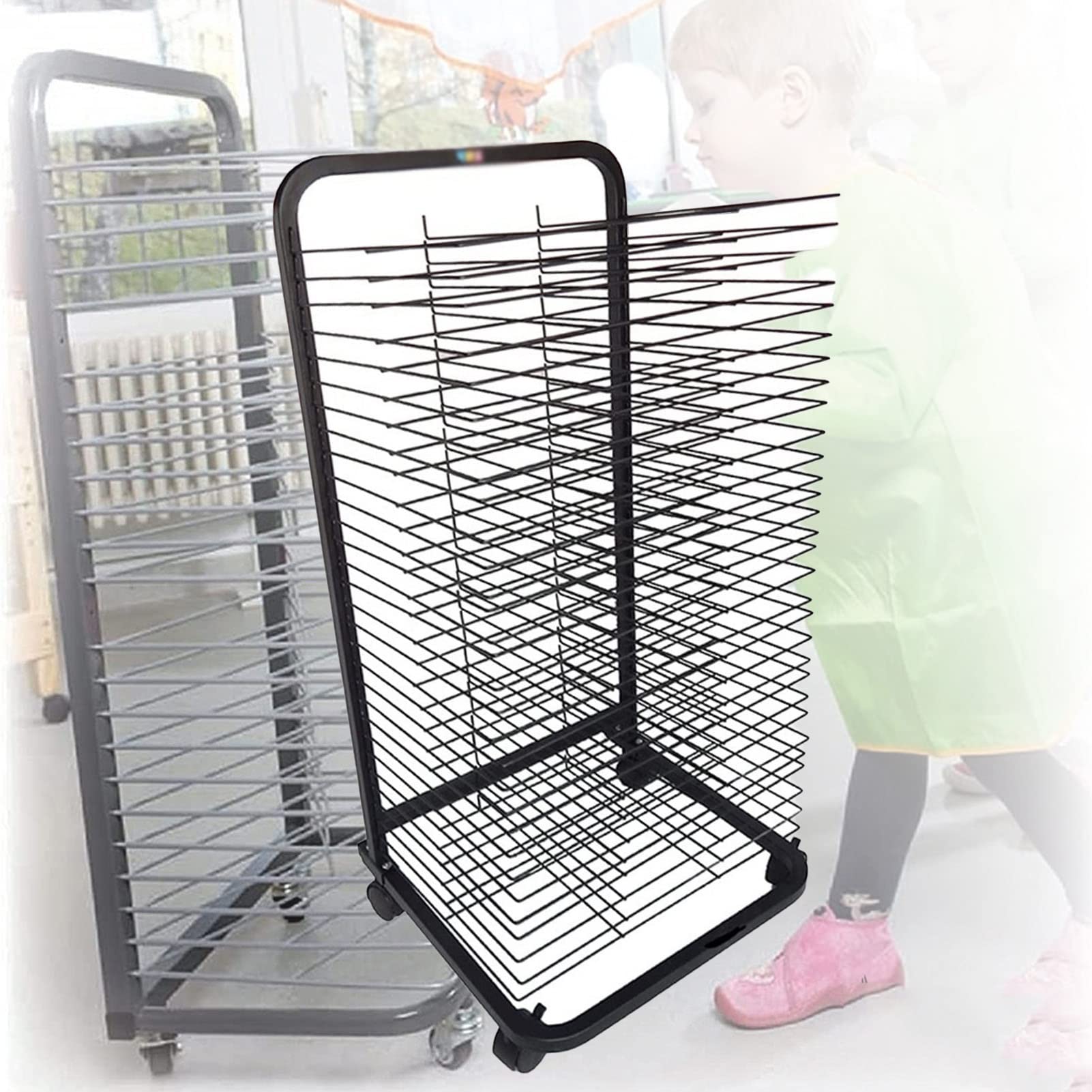 Mobilny Stojak Do Przechowywania Dzieł Sztuki, Metalowy Stojak Do Suszenia Prac Artystycznych Z Kółkami, Stojak Do Przechowywania Dzieł Sztuki, Stojak Do Suszenia Produktów Edukacyjnych, Stojak Oszcz