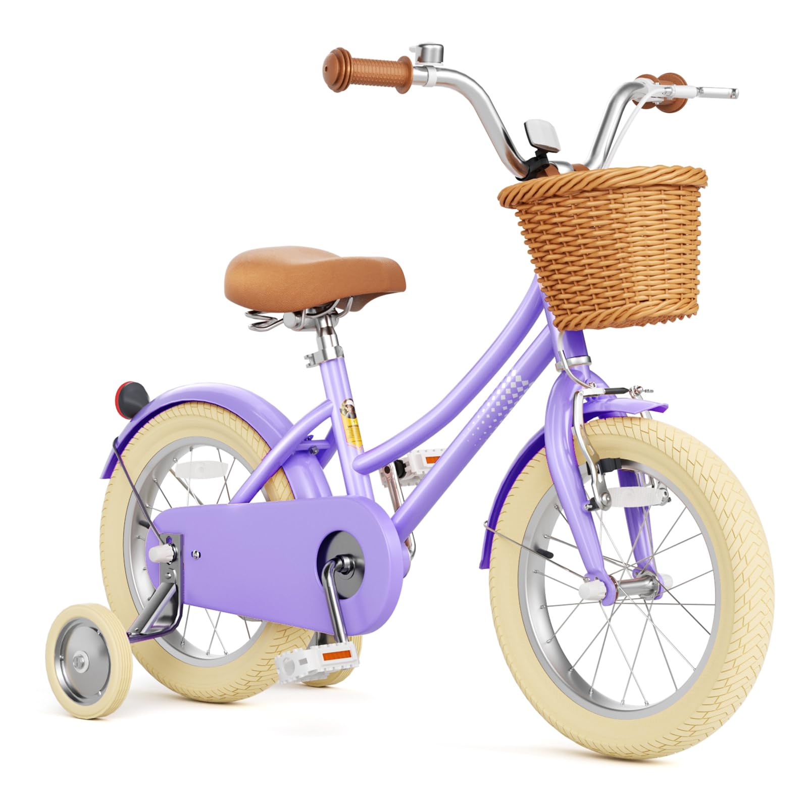Glaf Girls Bike with Training Wheels Toddler Kids Bike for 2-12 Years Old 12 14 16 18 20 Inch Children Cruiser Bicycle with Adjustable Seat and Handlebar (Purple, 12 Inch with Training Wheels)