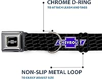 Vista 5 de Buckle-Down Collar de perro con hebilla para cinturón de seguridad, Chevy Bowtie REPEAT con texto, 1 pulgada de ancho, se adapta a cuello de 15 a 26