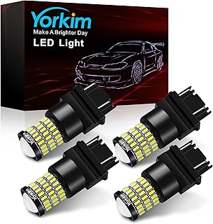 Yorkim 3157 Led Bulb White 3156 Led Reverse Lights with Projector 3156 3057 3056 4157 4057 T25 Led replacement for Backup/Brake/Tail Light DRL, Pack of 4