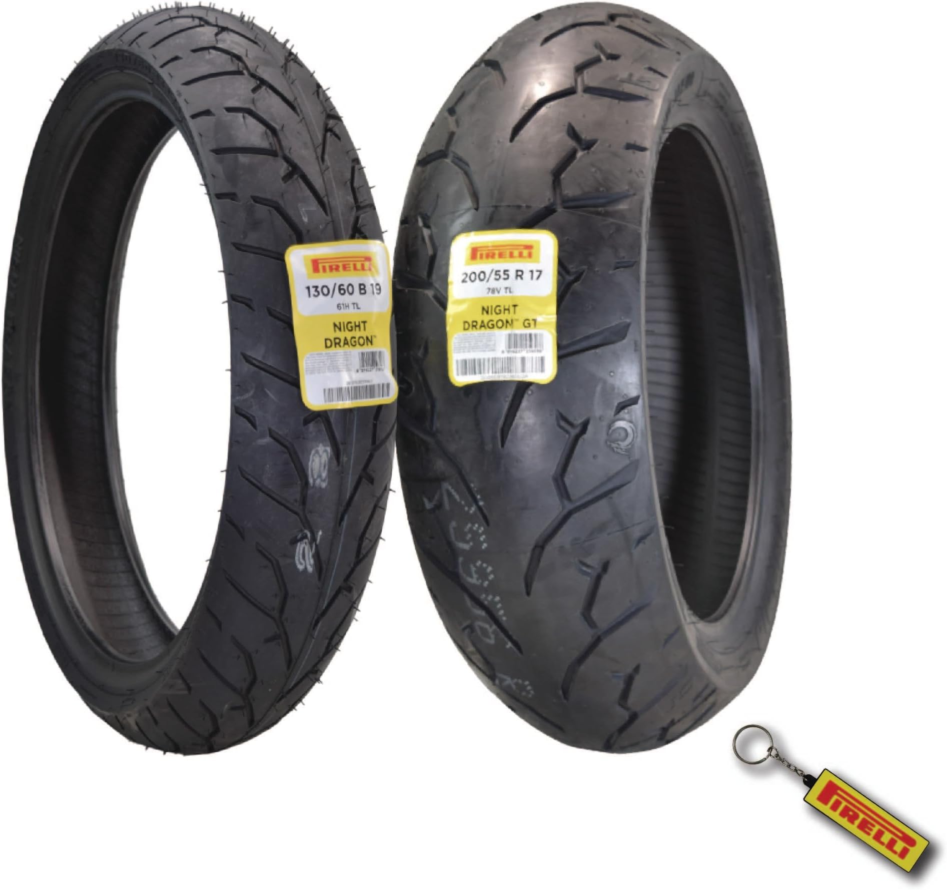Night Dragon 130/60B19 M/C 61H REINFTL Cruiser Motorcycle Front Tire - Superior Traction & Handling for High-Performance Cruisers w/Keychain (130/60B19 200/55R17)