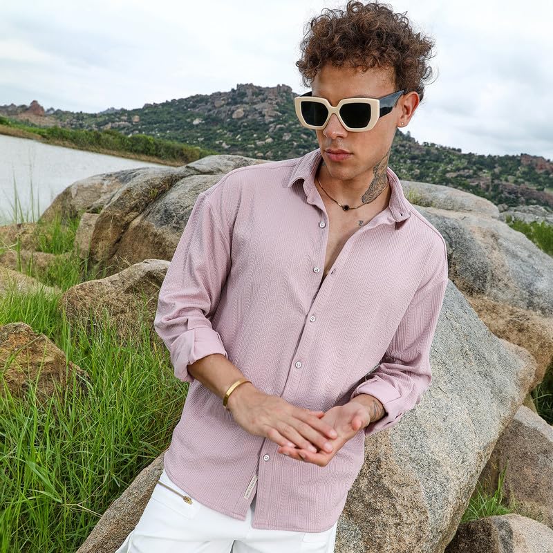 Image of CAHOOT Men's Solid Utility Shirt | Casual Wear | Spread Collar | Long Sleeve | Button Closure | Shirt Crafted with Comfort Fit for Everyday Wear