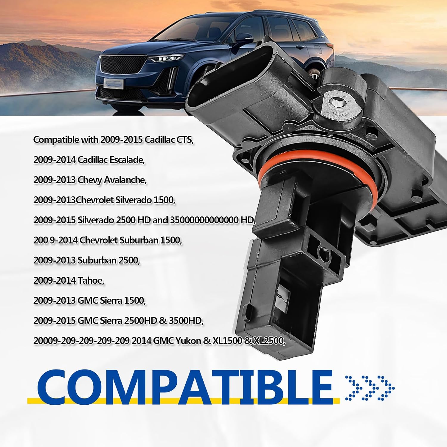 MAF 2134343 Mass Air Flow Sensor Compatible with Cadillac CTS Escalade Chevy Avalanche Silverado Suburban Tahoe GMC Sierra Yukon XL 1500 2500 Replaces OE 10393948 23256991