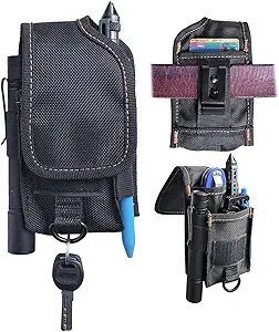 Multitool Holster Sheath with Clip, Small Multi-Pocket Belt Holster Compatible with Leatherman Wave+ Signal Folding Tool,Utility Tactical Pouch for Camping Hiking, EDC Pouch Organizer Holder for Men