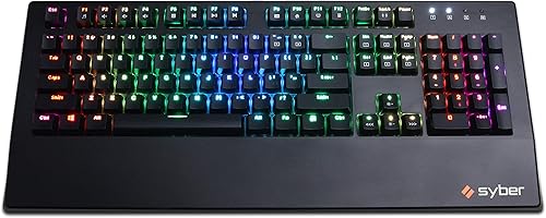 Miniatura 3 de CyberpowerPC Syber SK100 RGB 104 Teclado mecánico para juegos (teclas retroiluminadas individualmente, interruptores mecánicos azules Kontact ,