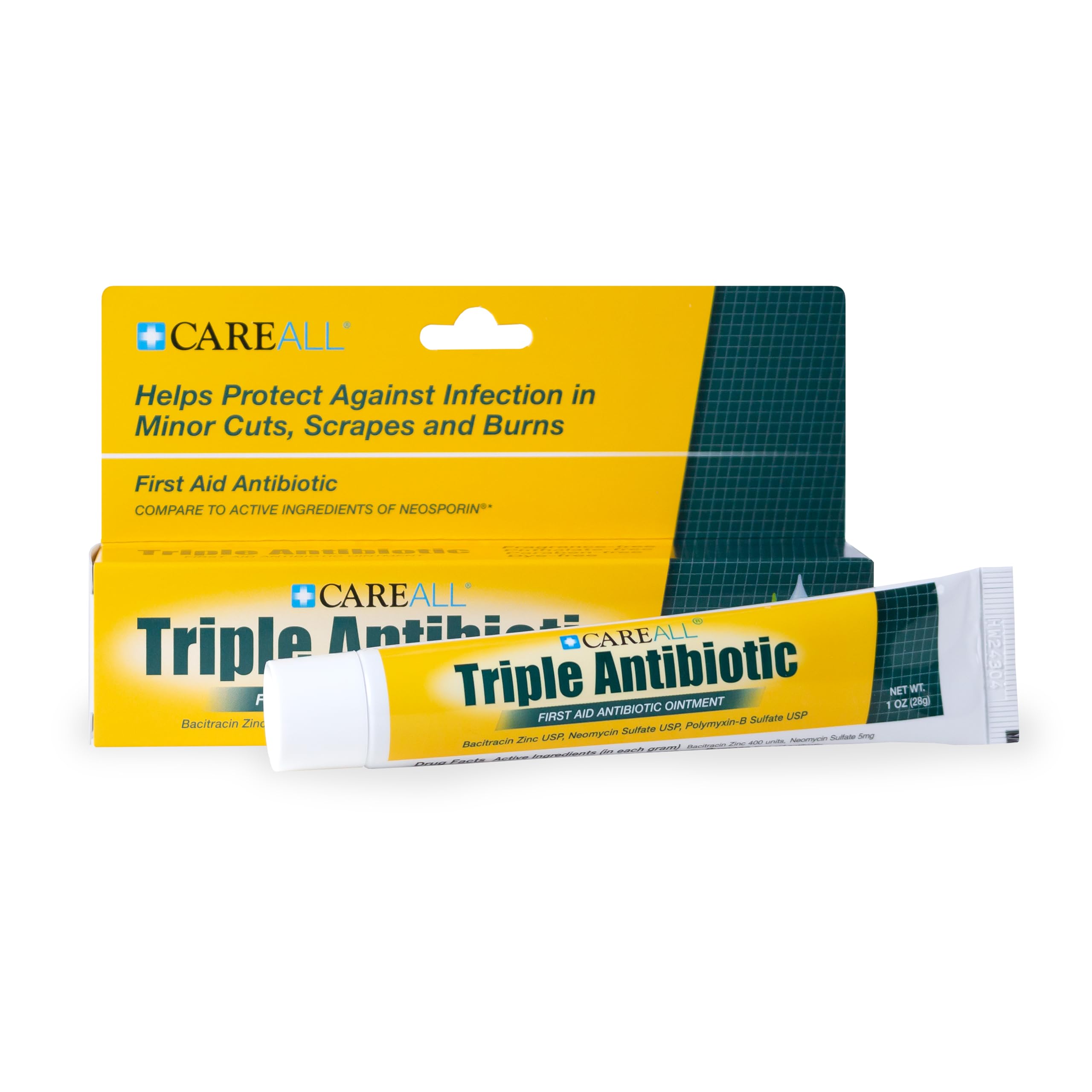CareAll Triple Antibiotic Ointment 1.0 oz, First Aid Ointment for Minor Scrapes, Cuts, and Burns to Help Guard Against Infection, Compare to The Active Ingredients of Leading Brand (Pack of 1 Tube)