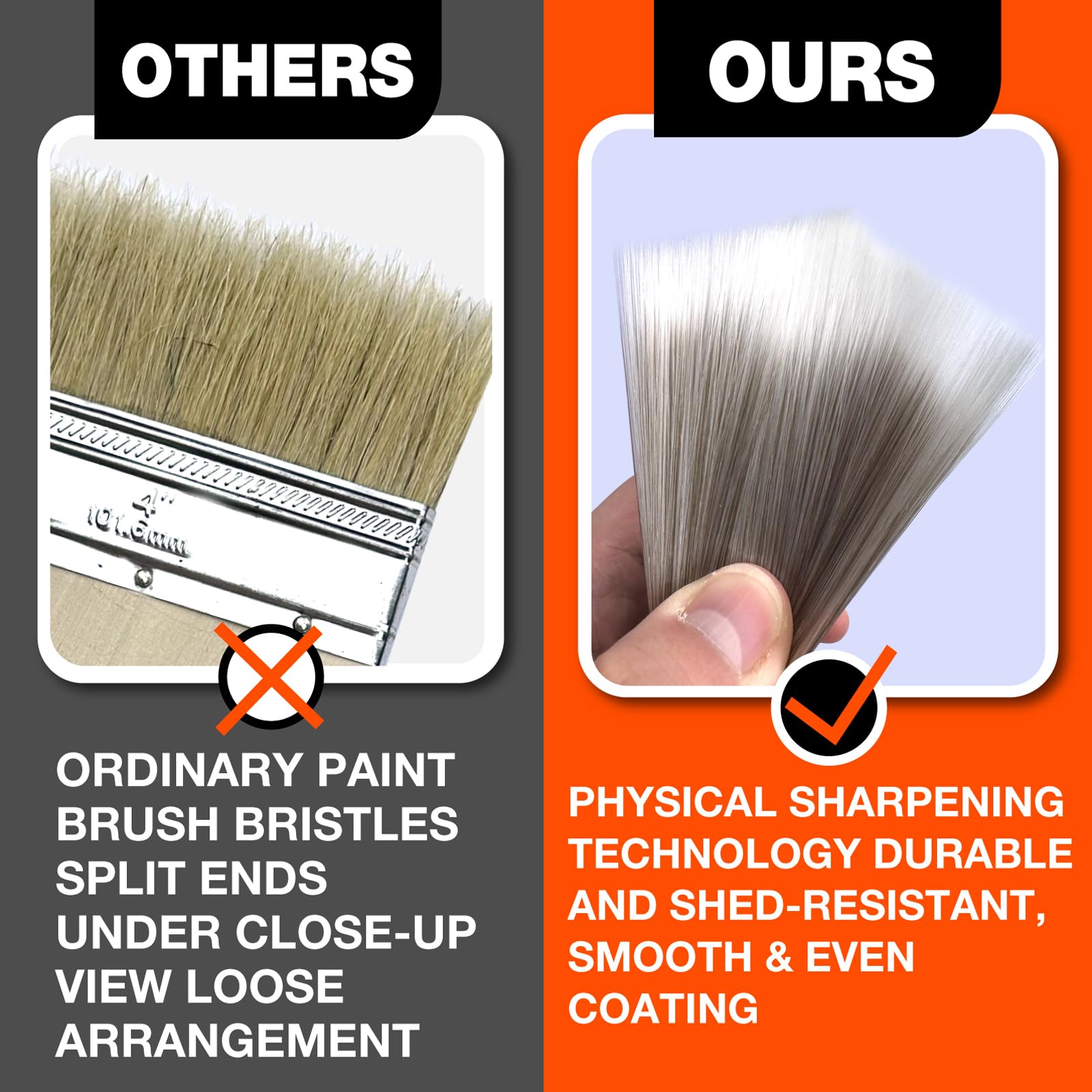 Juego de 10 pinceles de pintura con mango de madera, juego de pinceles de pintura de pared y decoración de casa, manchas, mejora interior y exterior del hogar