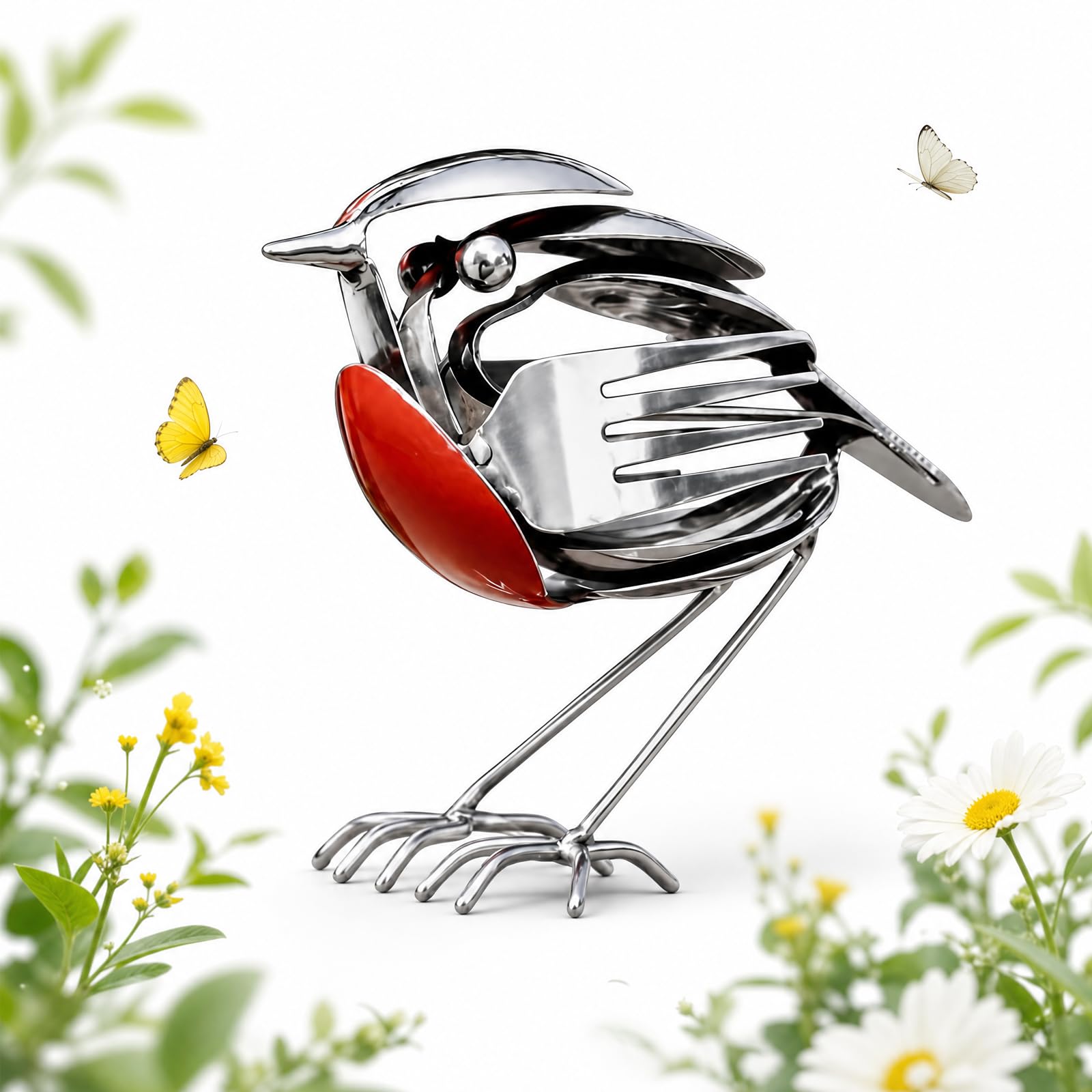 JeyFefv Metal Robin Garden Ornament,Handcrafted Metal Robin Garden Ornament