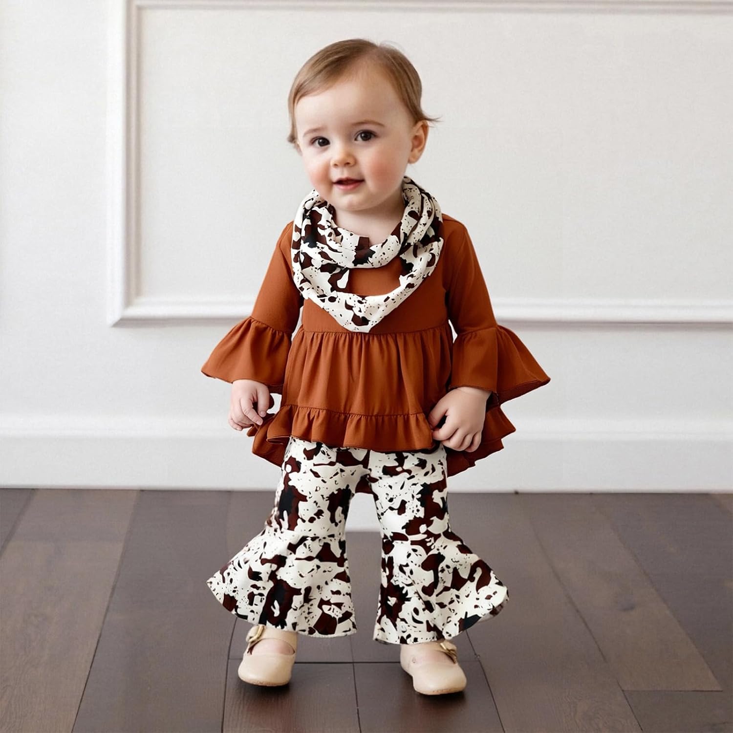 Toddler Baby Girls Valentines Day Dress Heart Be Mine Dresses Top Smocked Dresses Bell Bottoms Clothing Set