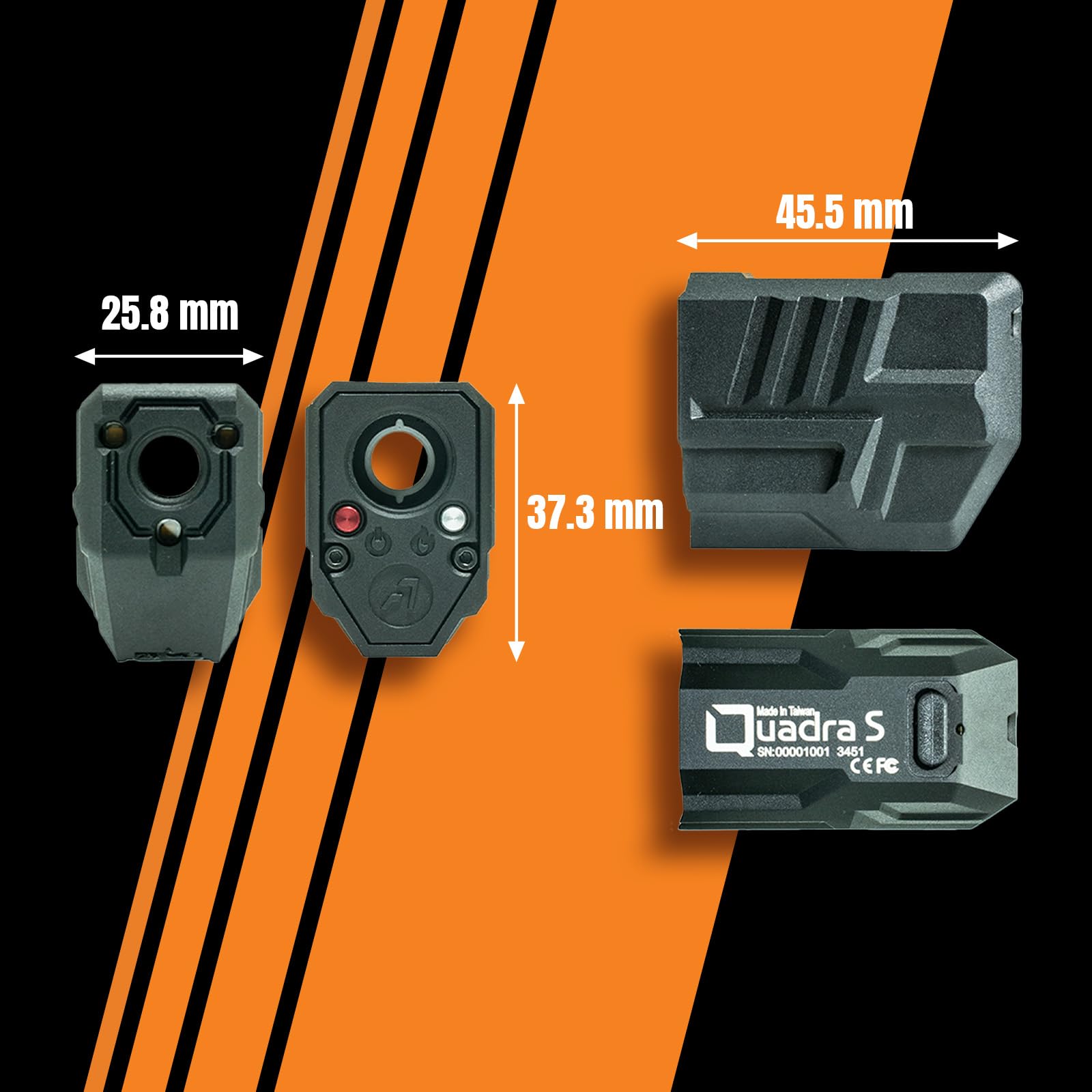 ACETECH Quadra Unité de Traceur Airsoft avec Mode Flash Design Compact carré Compatible avec Filetage 14 mm CCW Adaptateur 11 mm CW Inclus