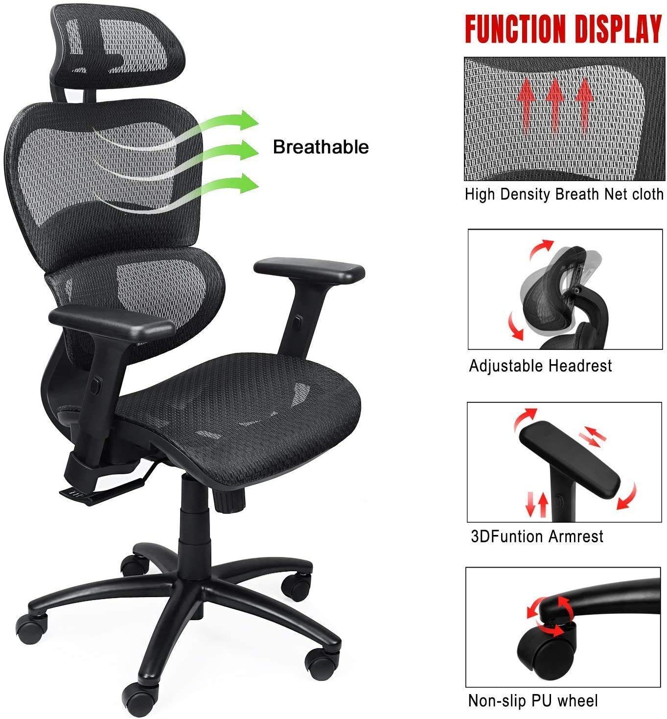 Office Chair, Becozier Desk Chair Ergonomic Computer Chair with Lumbar
