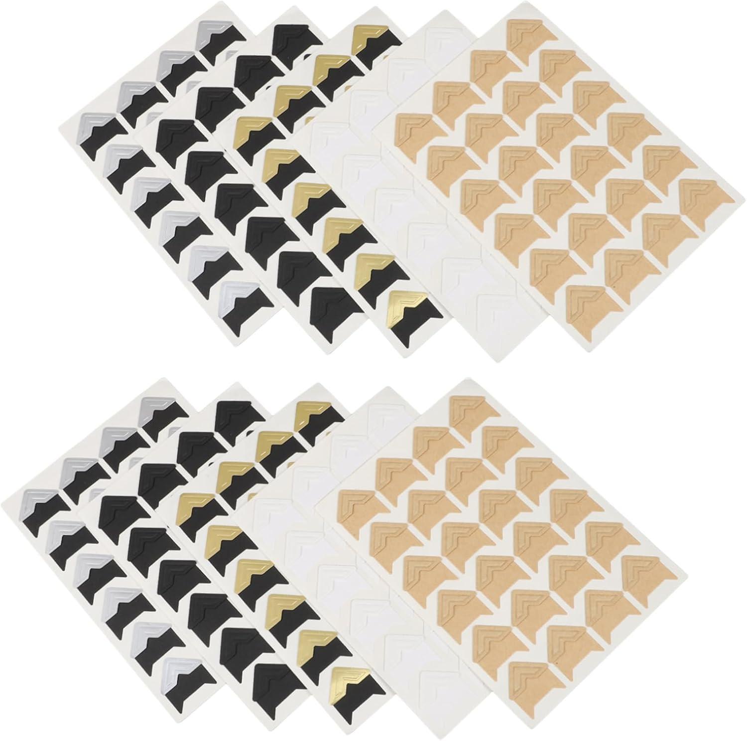 VILLFUL 10sheets Self-Adhesive Photo Corners Black Gold Kraft for Scrapbooking Journaling DIY Crafts Durable Non-damaging Picture Mounting Tabs