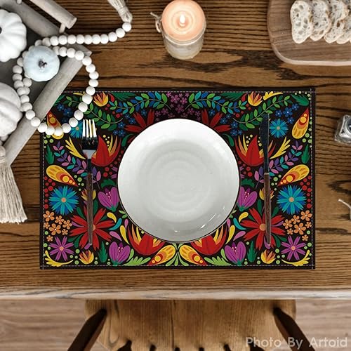 Miniatura 2 de Artoid Mode Juego de 6 manteles individuales mexicanos del Cinco de Mayo de 12 x 18 pulgadas de diámetro de los muertos, manteles individuales