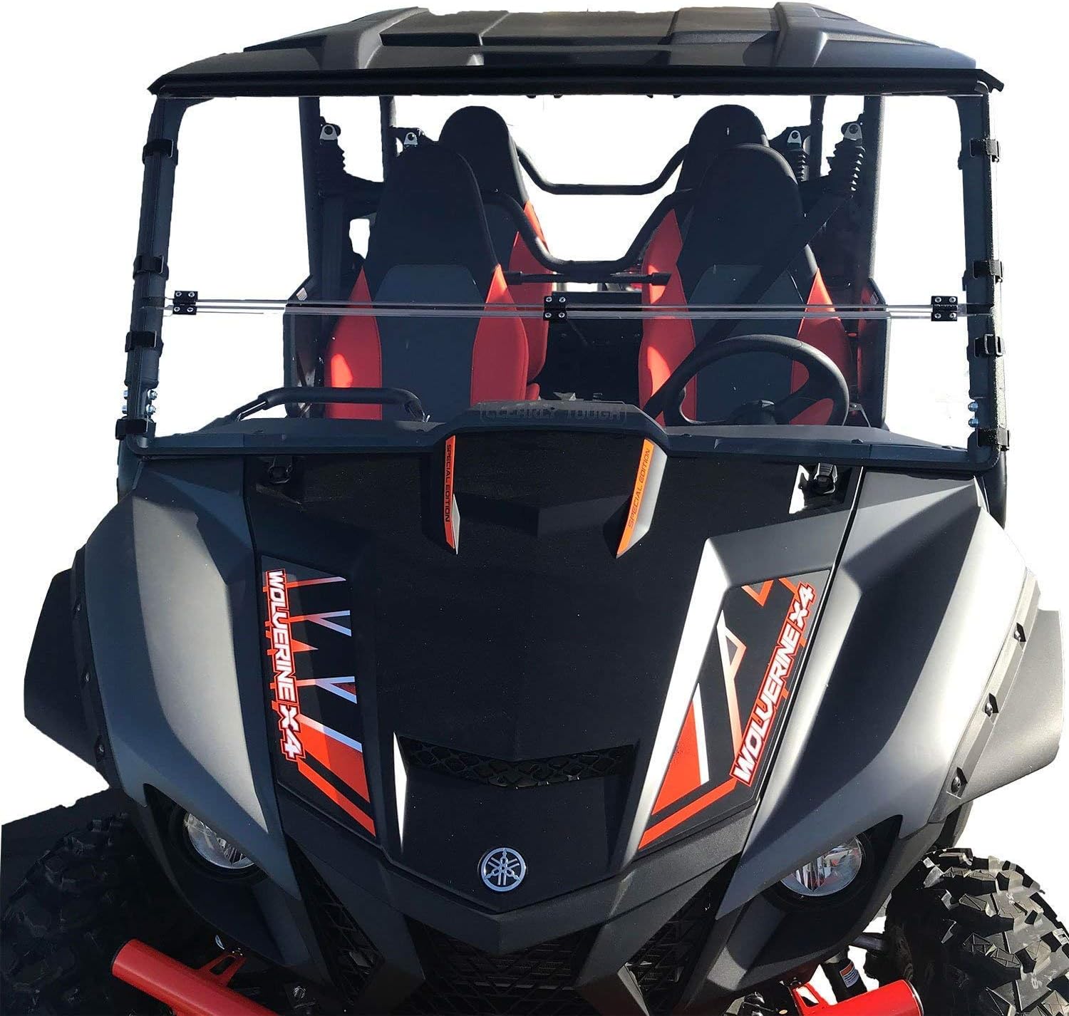 Wolverine X4 / X2 Full Folding Windshield by Clearly Tough | For 2018-2020 models | SCRATCH RESISTANT | Premium polycarbonate w/Scratch Resistant Hard Coat | Made in America!
