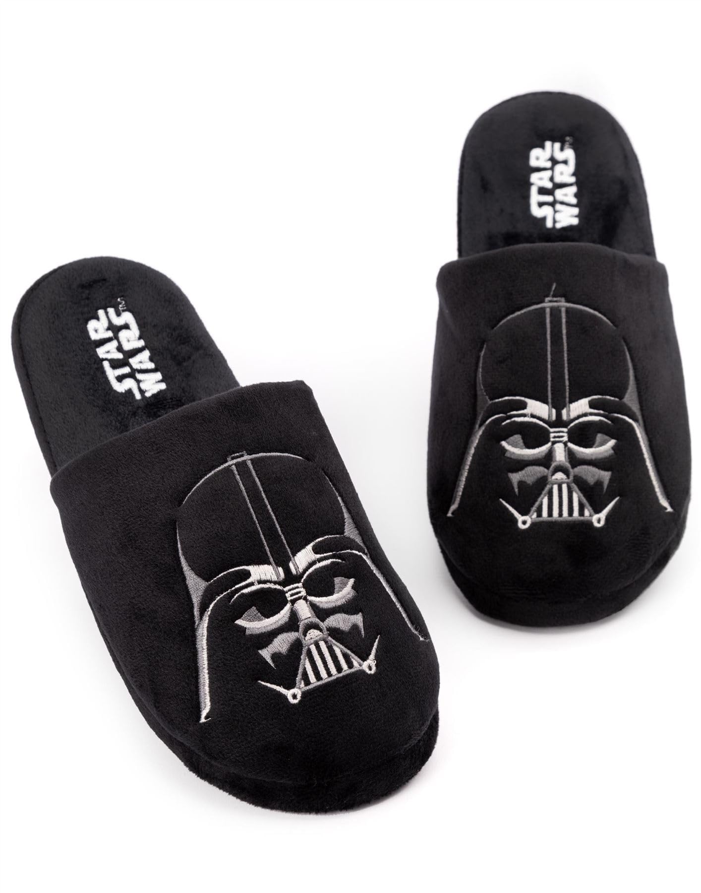 Star Wars Slippers for Men | Adults Dark Side Darth Vader House Shoes | Novelty Merchandise Gifts for Him | Memory Foam Polyester Slip On
