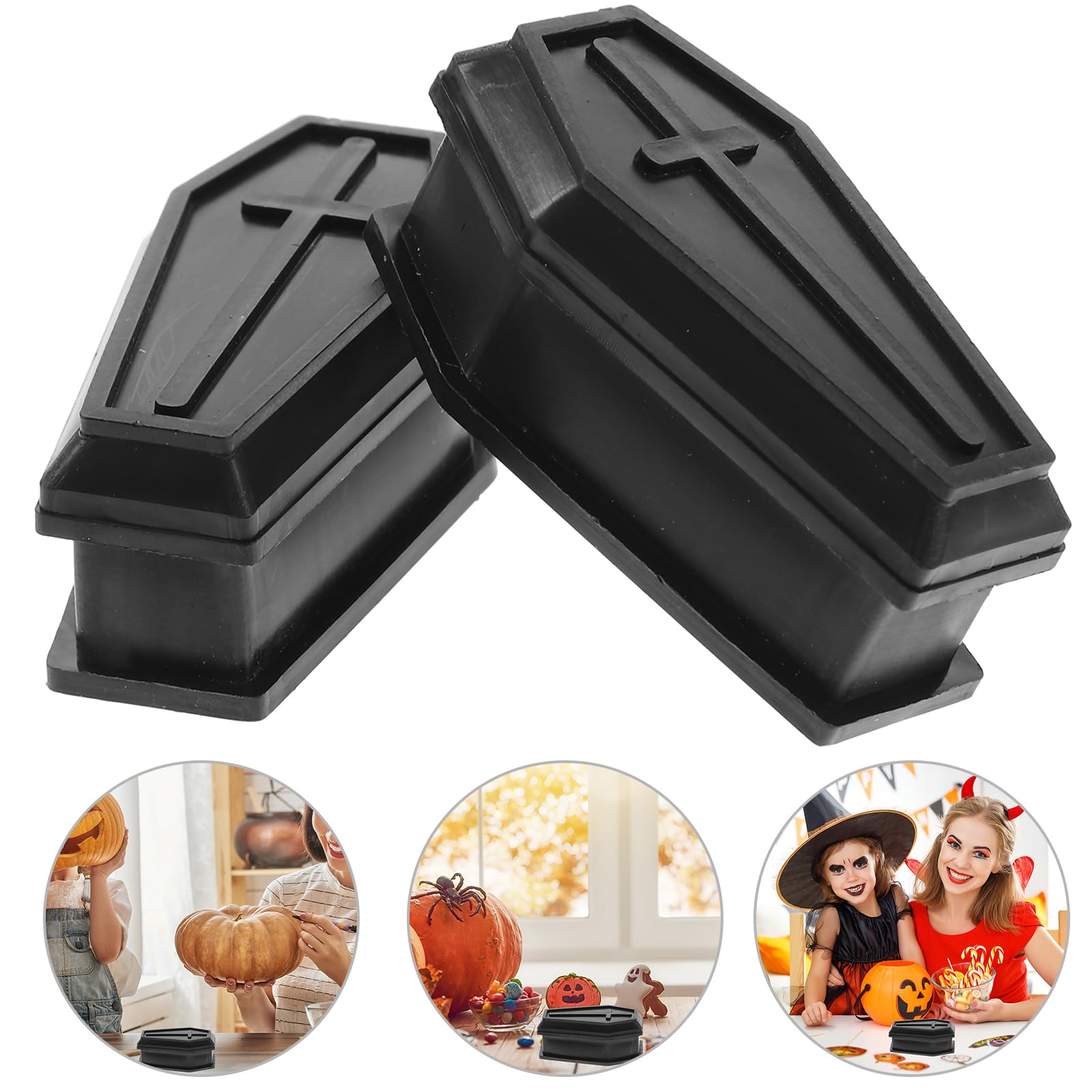 DECHOUS 2 Mini Cajas De Ataúd, Cajas De Ataúd Miniatura Negras Con Tapas Para Decoración De Fiesta De Halloween