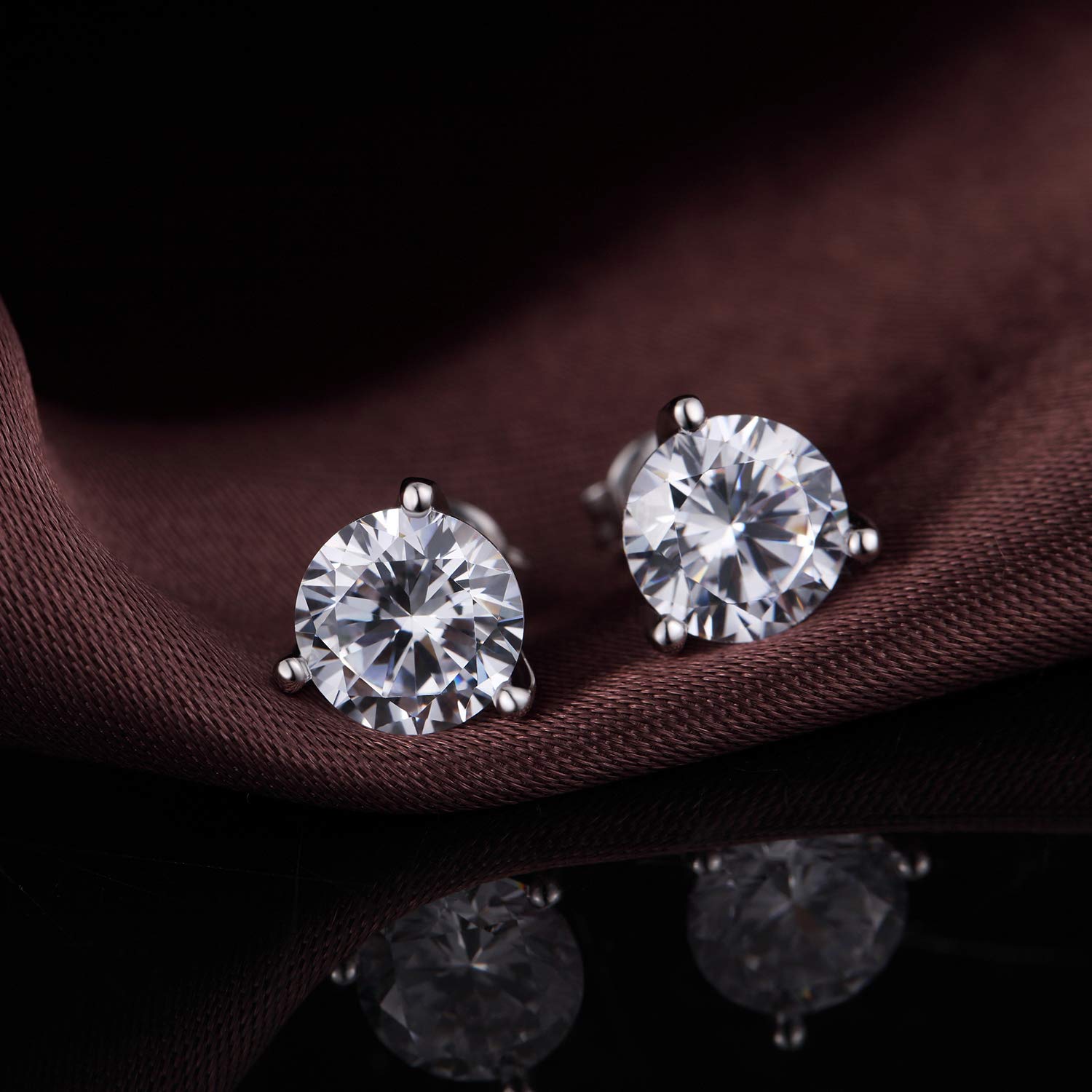 Miaofu Orecchini 18k Oro Bianco Placcata Orecchini 925 Argento Sterlina Zirconi Simulato Diamante Brillanti per Donna Uomo 4-8mm I Orecchini Zirconi Cubica Swarovski Dimensioni 3mm-8mm