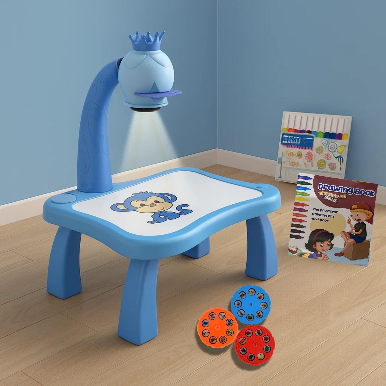 GRAPHENE Drawing Projector Table Set Blue Led Drawing Board for Kids Trace & Draw Smart Sketcher 24 Patterns 12 Colorful Pen Book Fun & Educational Creative Painting Desk Machine Toy Boy Girl 3+ Years-image-13