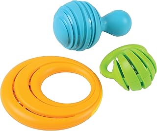 Constructive Playthings Calypso Baby Musical Toys, Includes Shaker, Rattler and Tambourine, Playroom Essentials, Learn Rhythm and Sound, Multicolor, 3-Piece Set for Ages 6 Months & Older