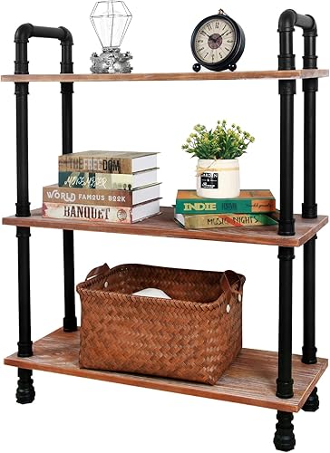 HouseAid Estantería industrial de 3 niveles, estante rústico de pie de granja, estantes abiertos de madera de pino real para sala de estar, baño y