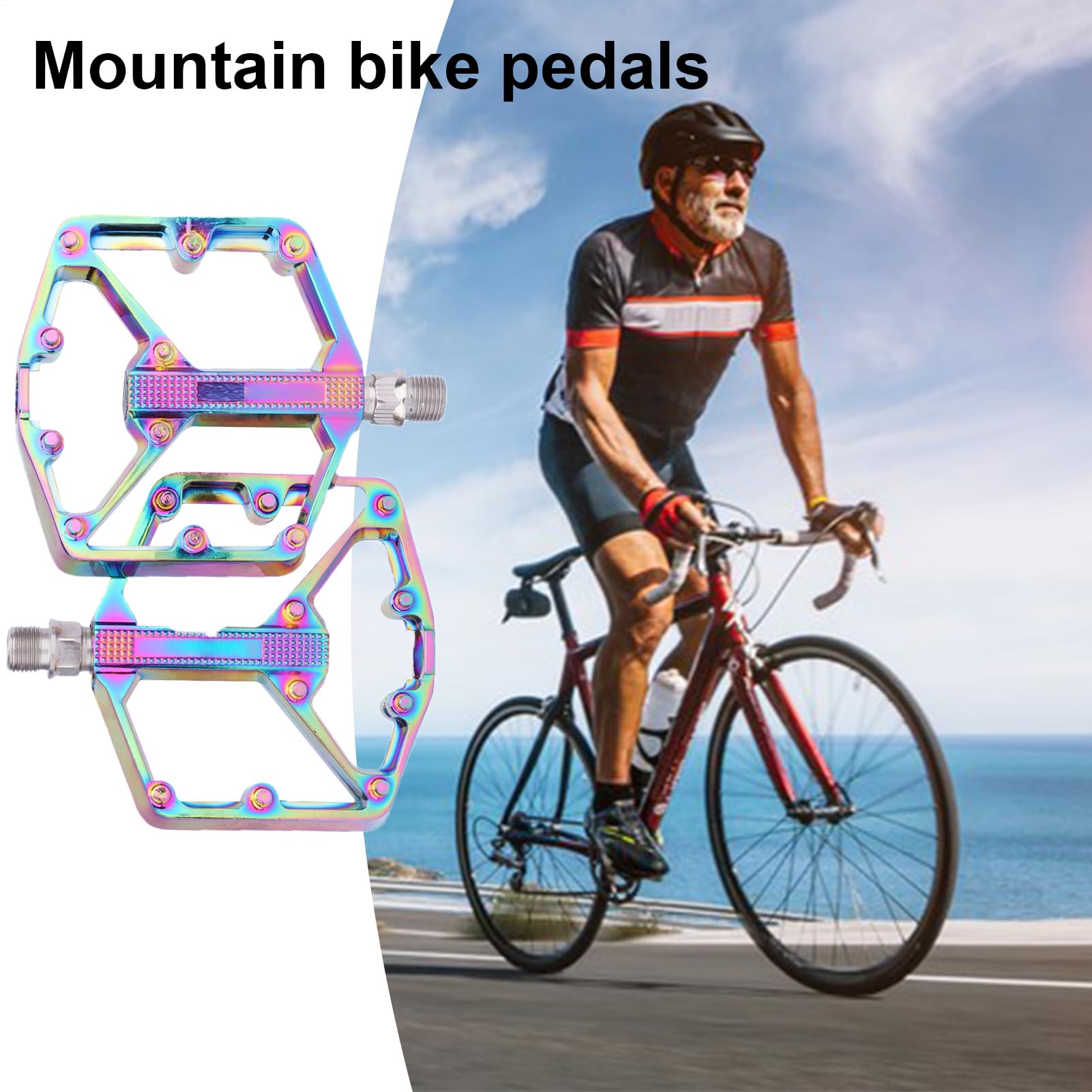 Pedales para ciclismo, rodamientos deslizantes de aluminio | Pedales de bicicleta con pasadores antideslizantes | Para ciclismo, exterior, viajes, senderismo, entrenamiento, entrenamiento de bicicleta
