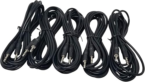 YCS Basics Paquete de 5 cables de audio estéreo macho a macho de 12 pies de 12 pies de 0.138 in para auricularteléfonocable MP3 para tu automóvil,