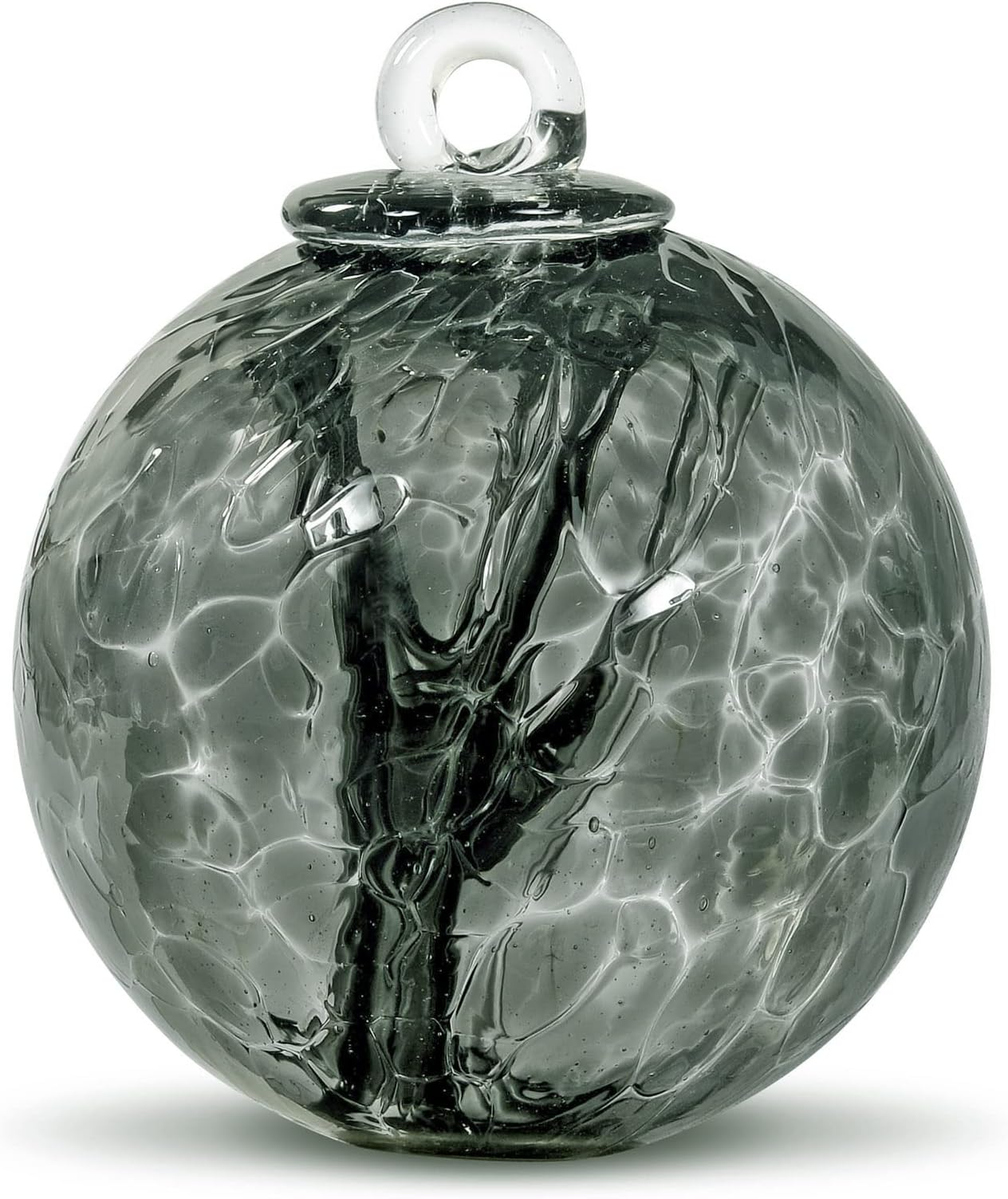 Witch Ball Hand Blown Glass by Iron Art Glass Designs 4 Inch (Smoke Grey)
