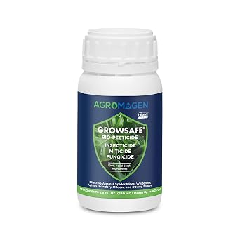 AgroMagen GrowSafe Bio-Pesticide Natural & Organic Miticide, Fungicide & Insecticide, Controls Spider Mites, Whiteflies, Aphids, Powdery Mildew & Downy Mildew8.5 fl.oz