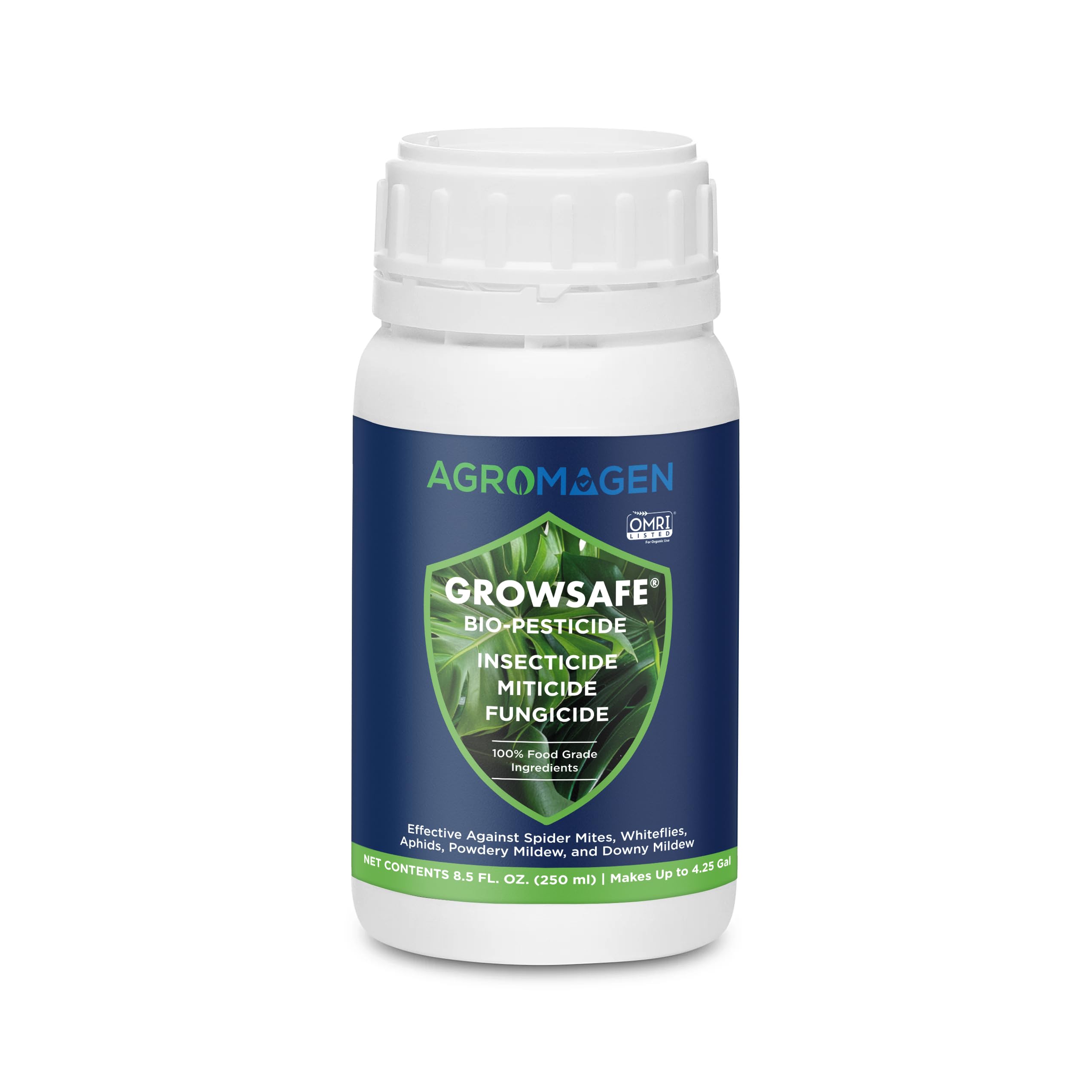 GrowSafe Bio-Pesticido: Insecticida 3 en 1 orgánico todo natural, miticida, fungicida. Control de plagas no tóxico y repelente para insectos de arañas y moho en polvo. No tóxico, concentrado