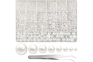 FEPITO Flatback Pearl Charms for Nails - 11070 Pcs Pearl Beads for Crafts & Embellishments