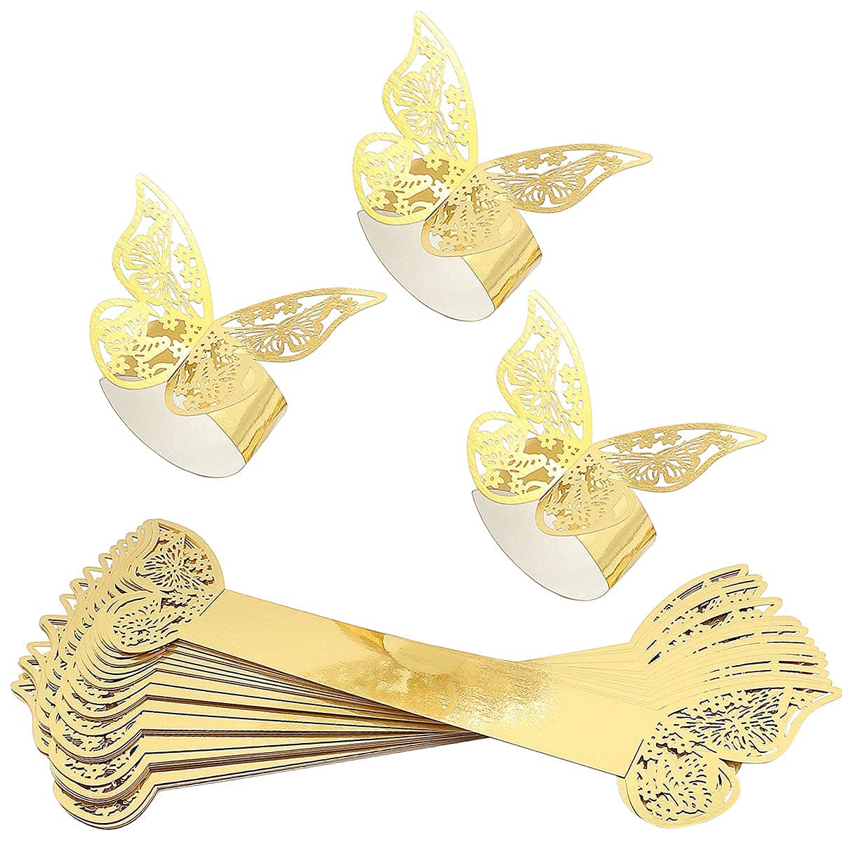 30 servilleteros de Papel Mariposa Oro servilleteros Anillos para Boda Banquete Cena Fiesta decoración de Mesa