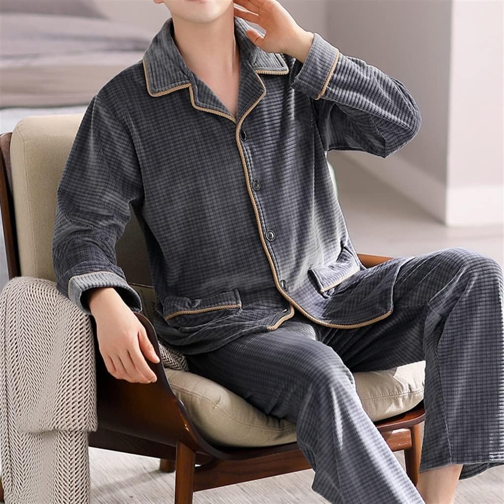 Coral Velvet Thickening and Men's Autumn and Winter Thin Flannel Large Size Home Wear
