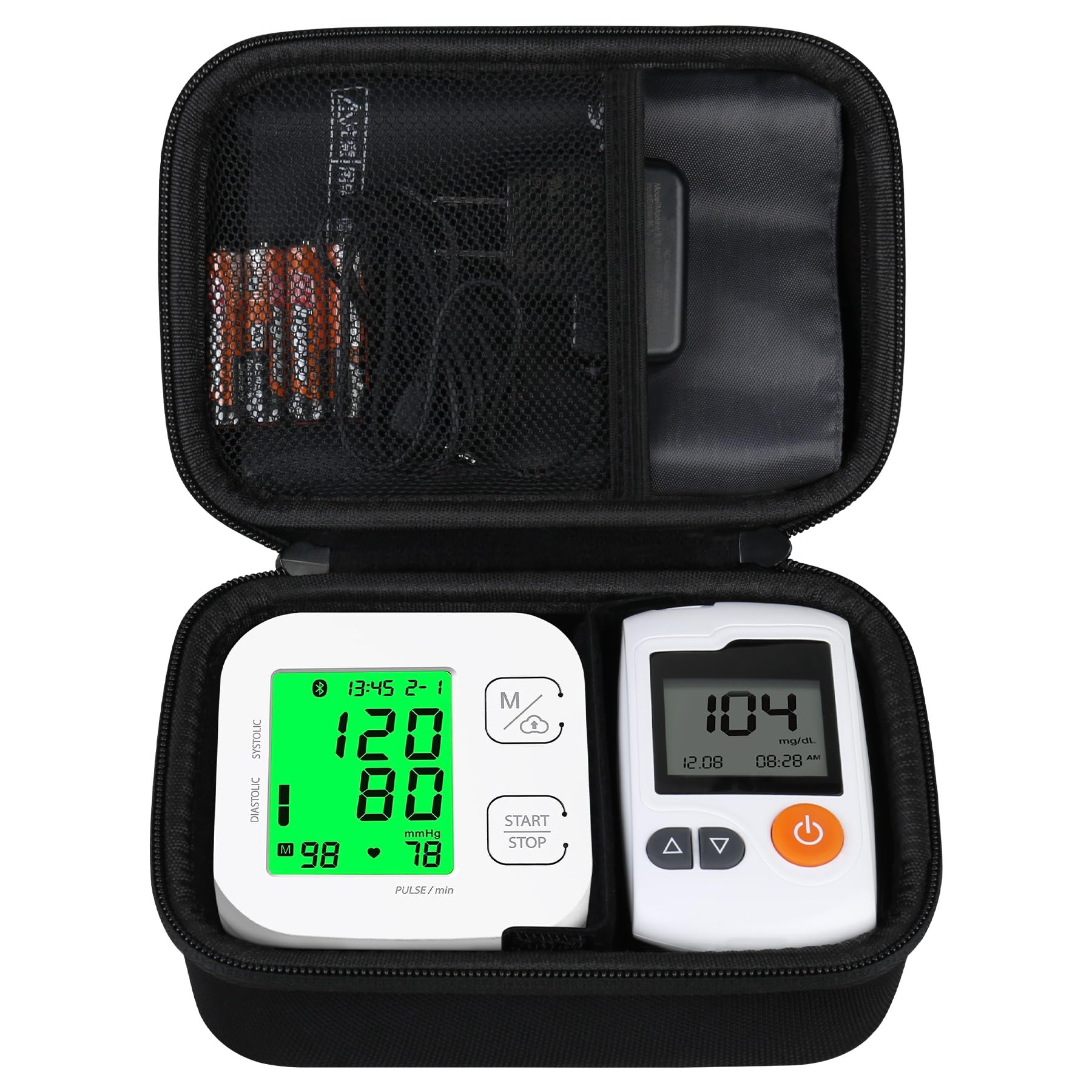 Hard Carrying Case for iHealth Track Smart Upper Arm Wireless Blood Pressure Monitor, Protective Pouch Travel Bag with Mesh Pocket for Wide Range Cuff Battery and Accessories, Black