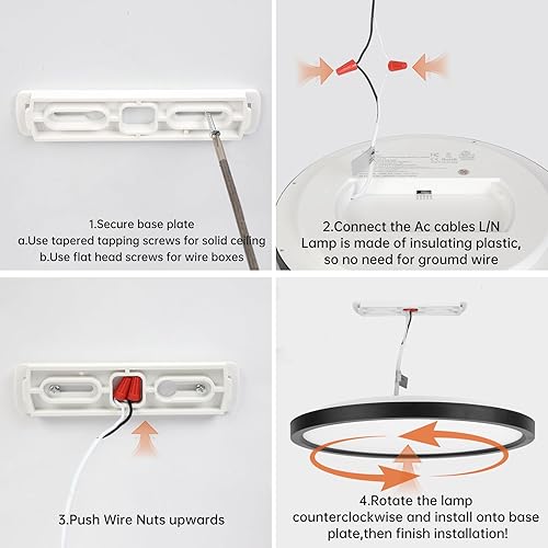 Miniatura 5 de TALOYA - Lámpara de techo LED 5 colores de color blanco amarillo azul negro rosa temperatura de color 3 en 1 3000 K 4000 K 6000 K Rosa