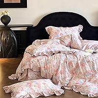 Vista 31 de 3 piezas de juego de funda de edredón tamaño individual XL, funda de edredón blanca con estampado floral azul, ropa de cama coquette de algodón