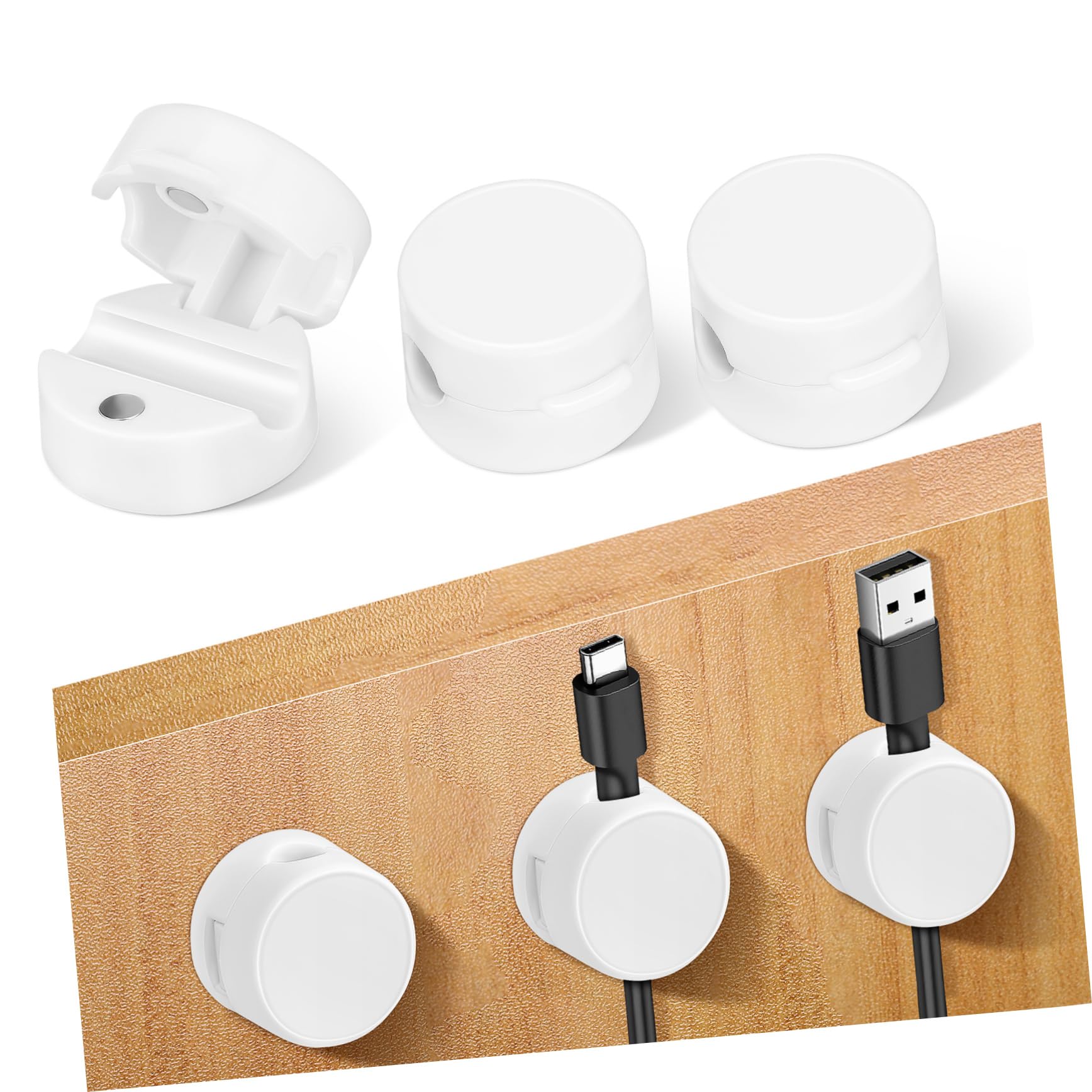 Operitacx 6pezzi Gestione Cavi senza Sforzo Clip Portacavi Magnetiche Organizzatore Cavi di Ricarica Clip Adesive per Design Salvaspazio per Uso su Tavolo Scrivania e Veicoli