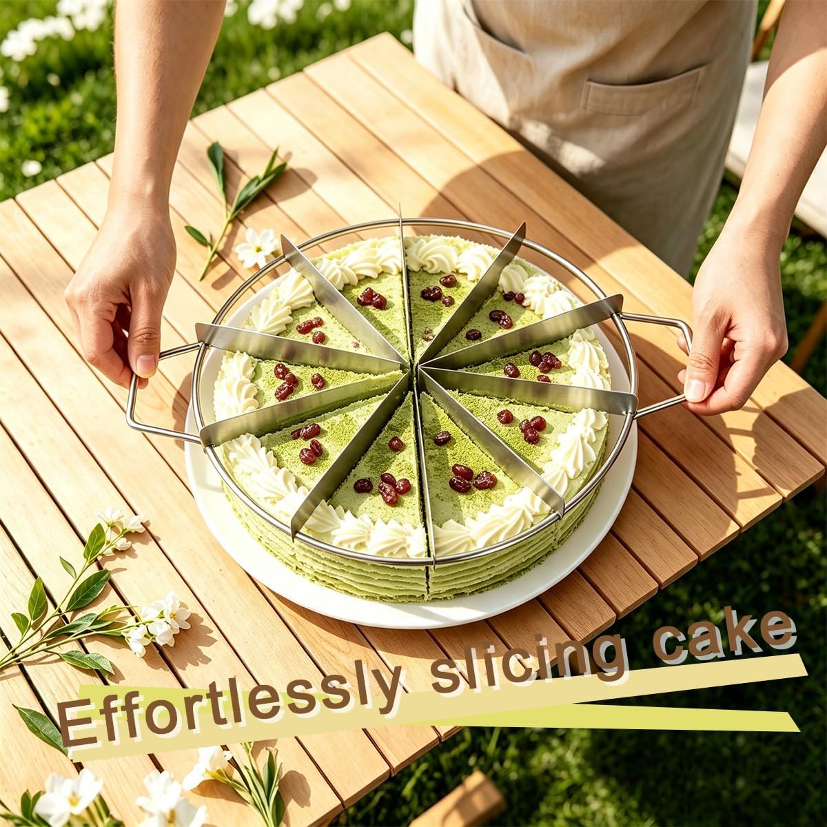 Cake Cutting Machine Cheesecake Slicer, 10 Blade Circular Stainless Steel Cake & Pizza Divider - Uniform Slicing Tool for Commercial and Household Kitchens, Baking, Parties, and Catering