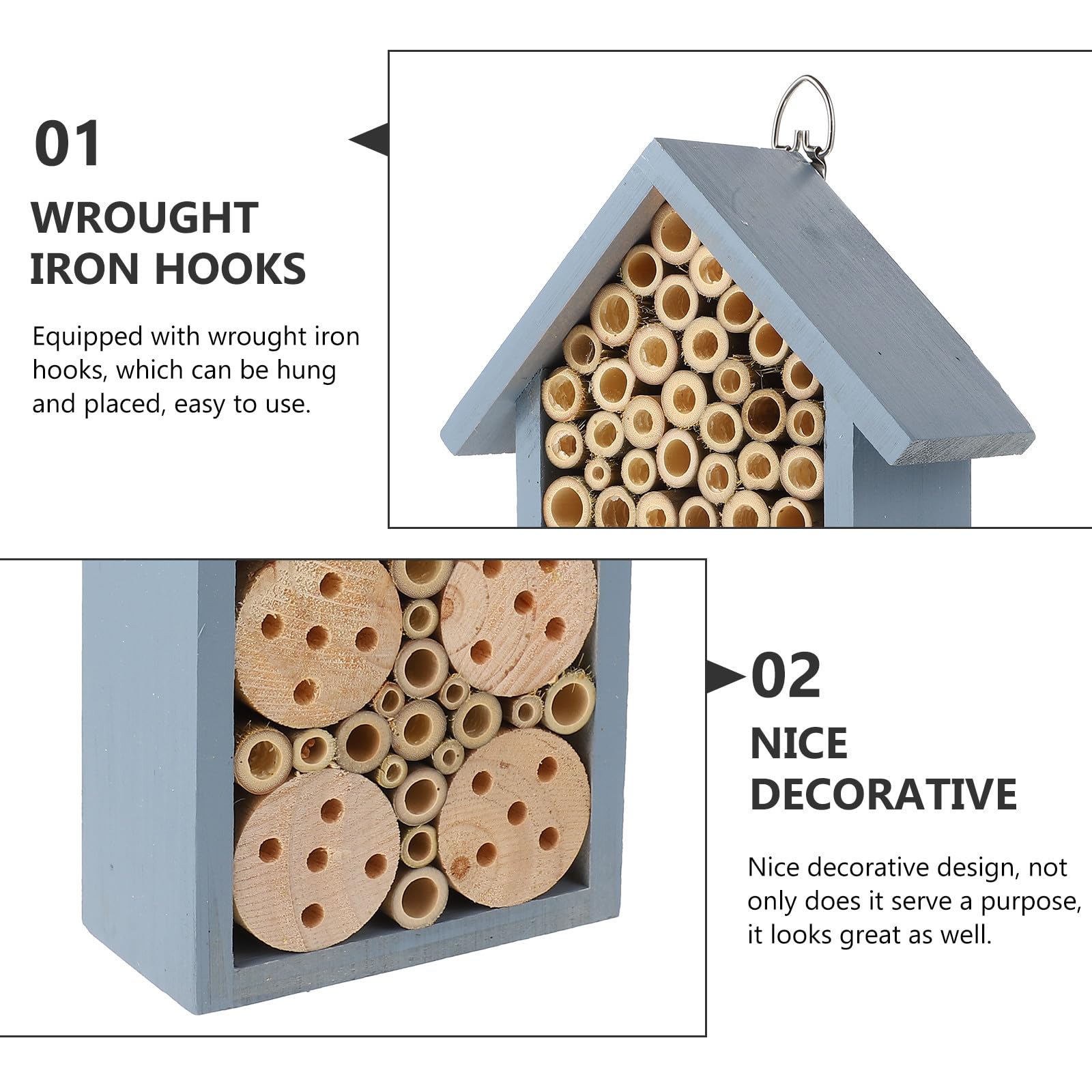 VANZACK Insektenhotel Bienenhaus 1 Stück Outdoor Nistplatz zum Überwintern für Wildbienen Dekoratives Gartenhaus für Balkon und Garten