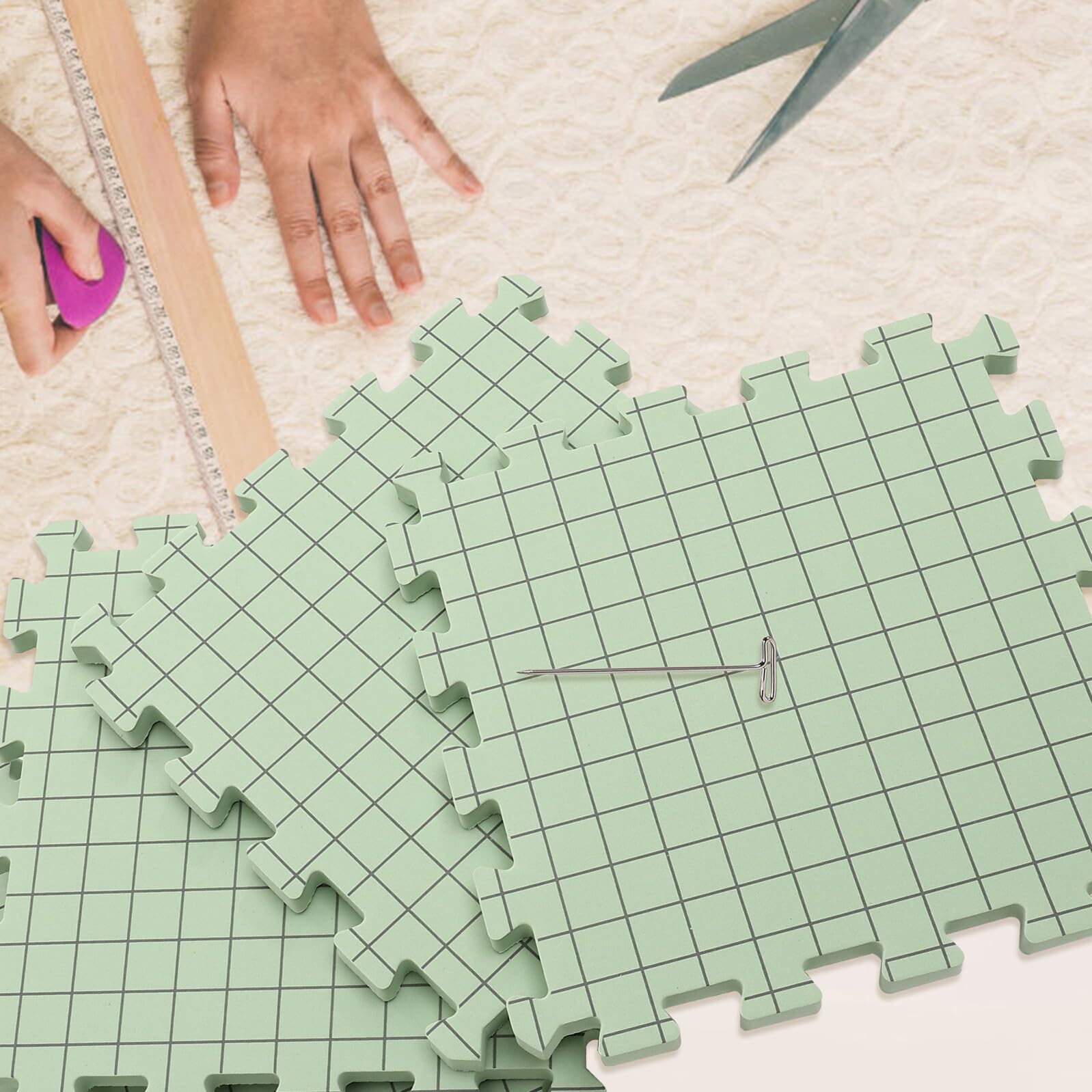 Zerodeko Tappetini in Schiuma per Bloccaggio Lavori Maglia e Uncinetto Pad Leggero e Portatile per Fissaggio Ago Superficie Compatta per Artigianato e Protezione Punte Ago