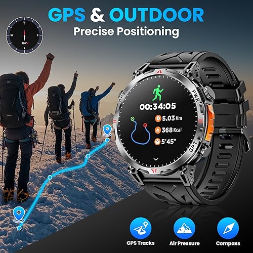 Miniatura 2 de Reloj inteligente militar con GPSbrújula, reloj inteligente con asistente de voz GPT, pantalla AMOLED de 1.56 pulgadas para hombres, compatible con