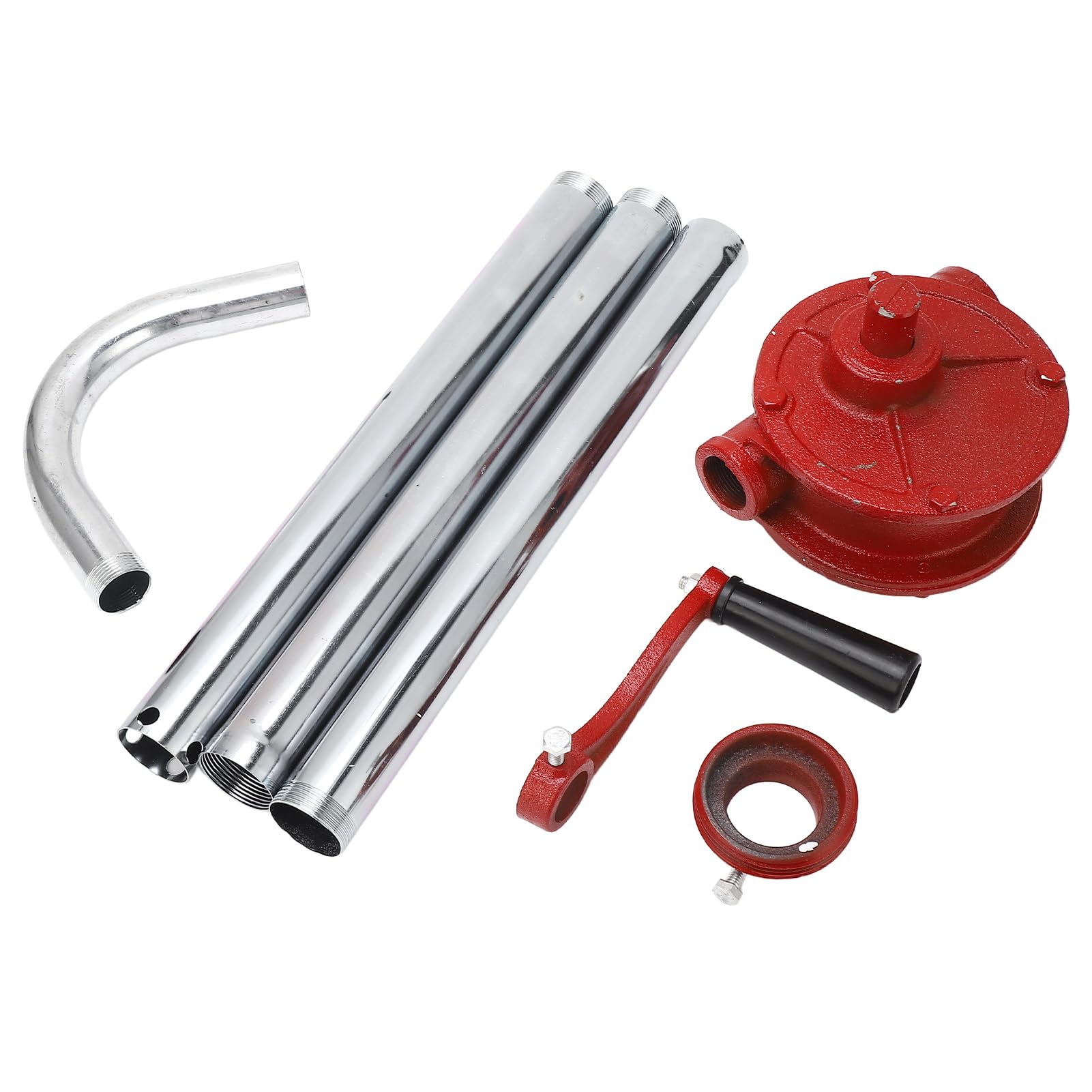 Aramox Ręczna Pompa Transferowa Żeliwna Obrotowa Ręczna Korba Pompa 50 Lmin 32 Mm Bębnowa z Zestawem Rurek 136 Cm do Przesyłu Oleju Napędowego na Budowie Pojazdów łodziowych