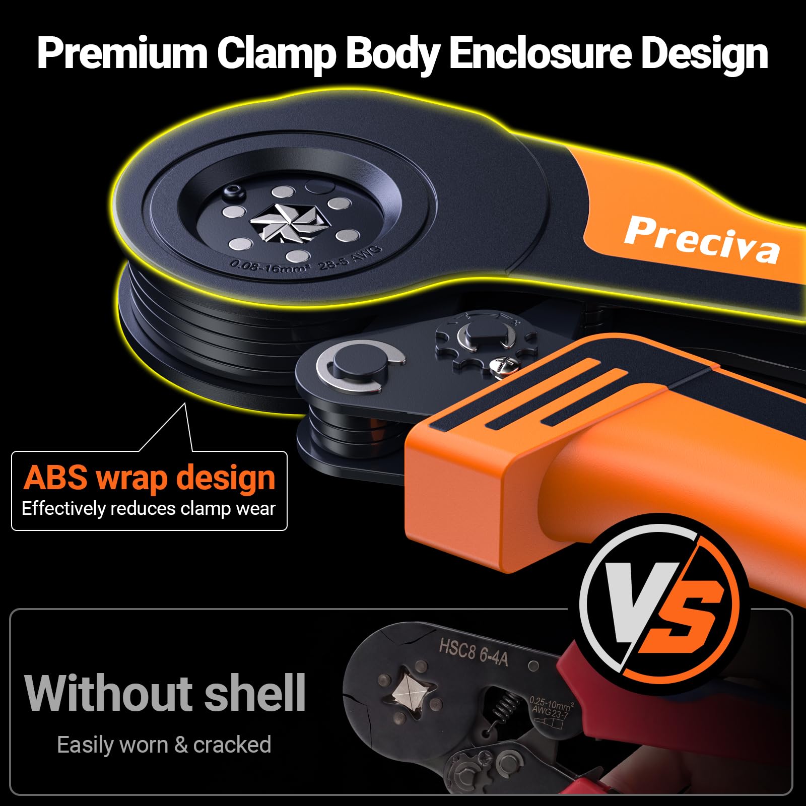 Preciva Pinza Para Crimpar con 1280 Piezas,0.08-16mm² de Crimper,Alicates de Terminales Talla Grande,Punteras Electricas,Alicates de Seis Lados para Bricolaje y uso Industrial Terminales EléCtricos