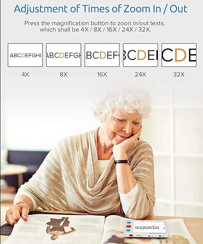 Miniatura 2 de Ayuda de lectura electrónica, ayuda de visión electrónica con pantalla LCD de 5 pulgadas, zoom 4x-32x y 17 modos de color, 5 engranajes para ajustar