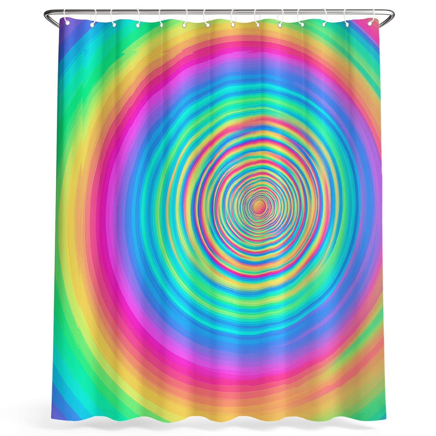 Generico Fantasia Tenda Da Doccia Luminoso Illusione ottica Multicolore, Tenda Da Doccia Per Bagno, Vasca Da Bagno, Tenda In Poliestere Impermeabile Con Ganci In Plastica, 180 x 200 cm