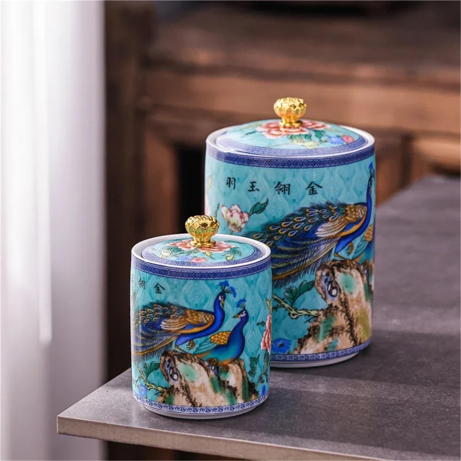 Lata De Té De Cerámica Recipiente de cerámica for almacenamiento té, recipiente latas con tapa hermética, tanque a prueba humedad