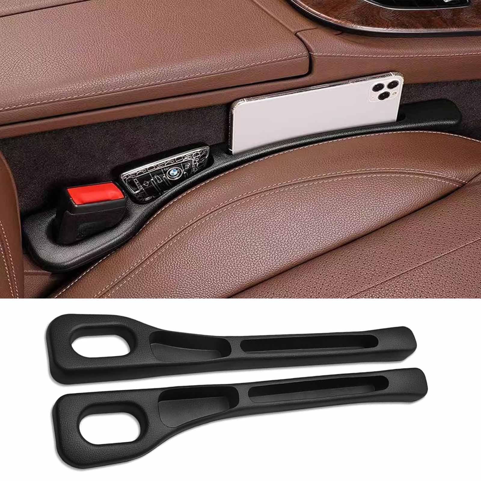 Z-Onemart Black 2 Pcs Universal Car Seat Gap Fillers, Car Gap Filler Organizer, Vehicle Mounted Gap Leak Proof Filling Strip, Storage Box For Car Seats For Car Suv Truck Fill The Gap Between Seat & Console