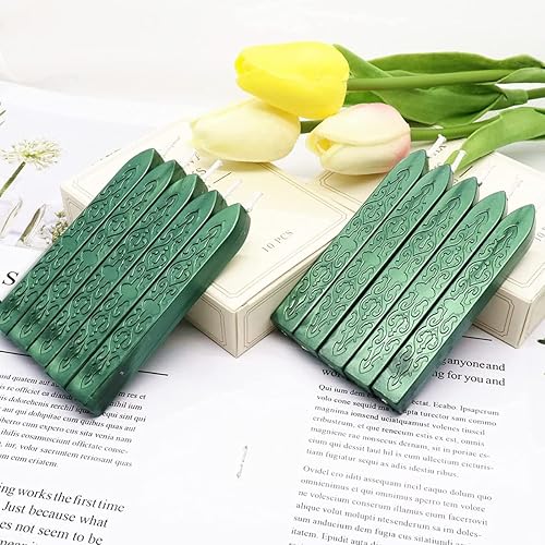 Miniatura 2 de 12 varillas de cera de sellado verde pino con mechas, cera de sellado antigua para sello de cera, invitaciones de boda, envoltura de regalos, regalo