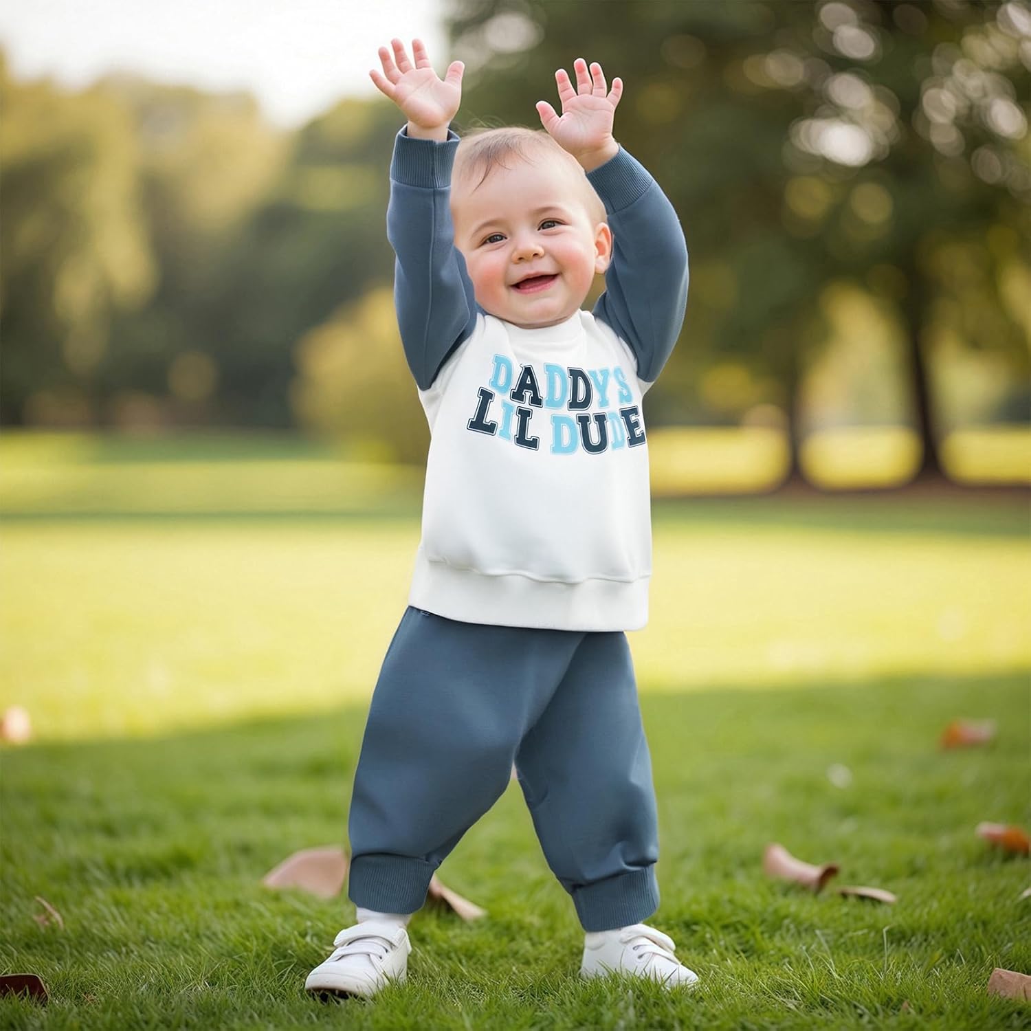 Toddler Baby Boy Fall Winter Clothes Daddys/Mamas Lil Dude Long Sleeve Sweatshirt Jogger Pants Set Cute Outfits - Image 3